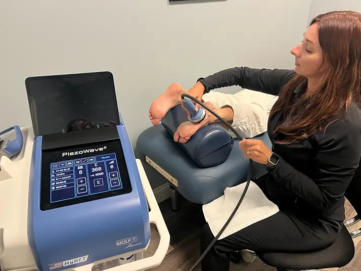 Piezowave2 Therapy on Foot at Morris Chiropractic in Painesville OH